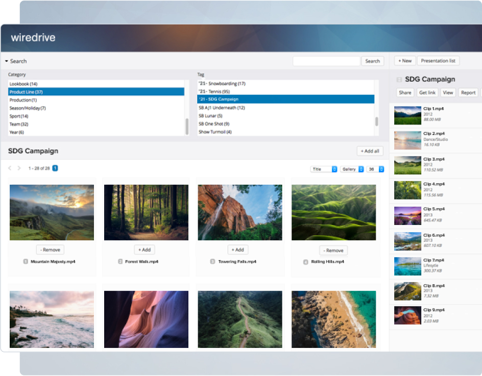 wiredrive files, search filter and preview instantly
